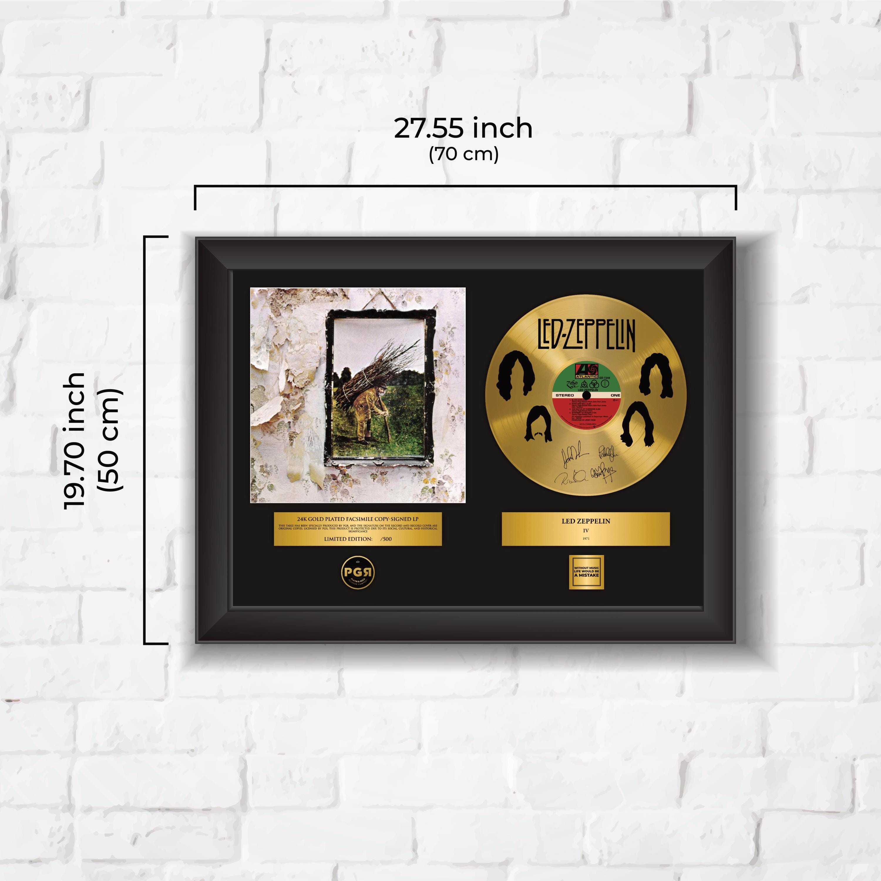 Led Zeppelin – Framed Gold Plated Record Vinyl  – Copy Signed – Premium Wall Art