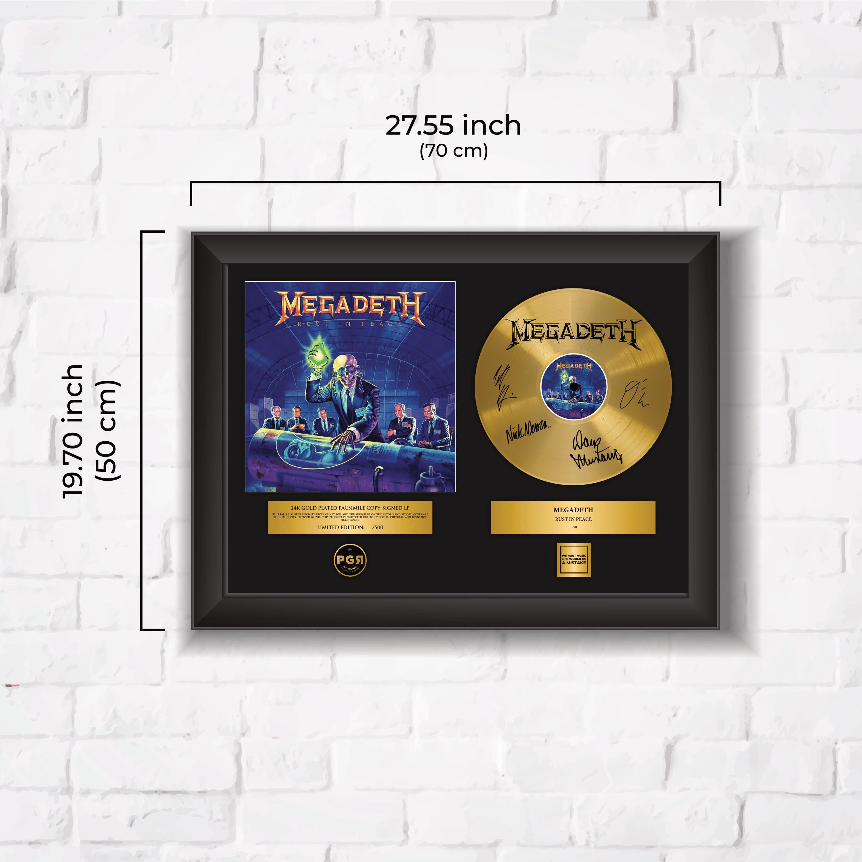 Megadeath – Framed Gold Plated Record Vinyl  – Copy Signed – Premium Wall Art