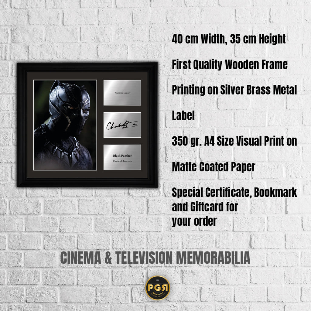 Black Panther - Chadwick Boseman - Framed Movie Character Print with Copy Signed