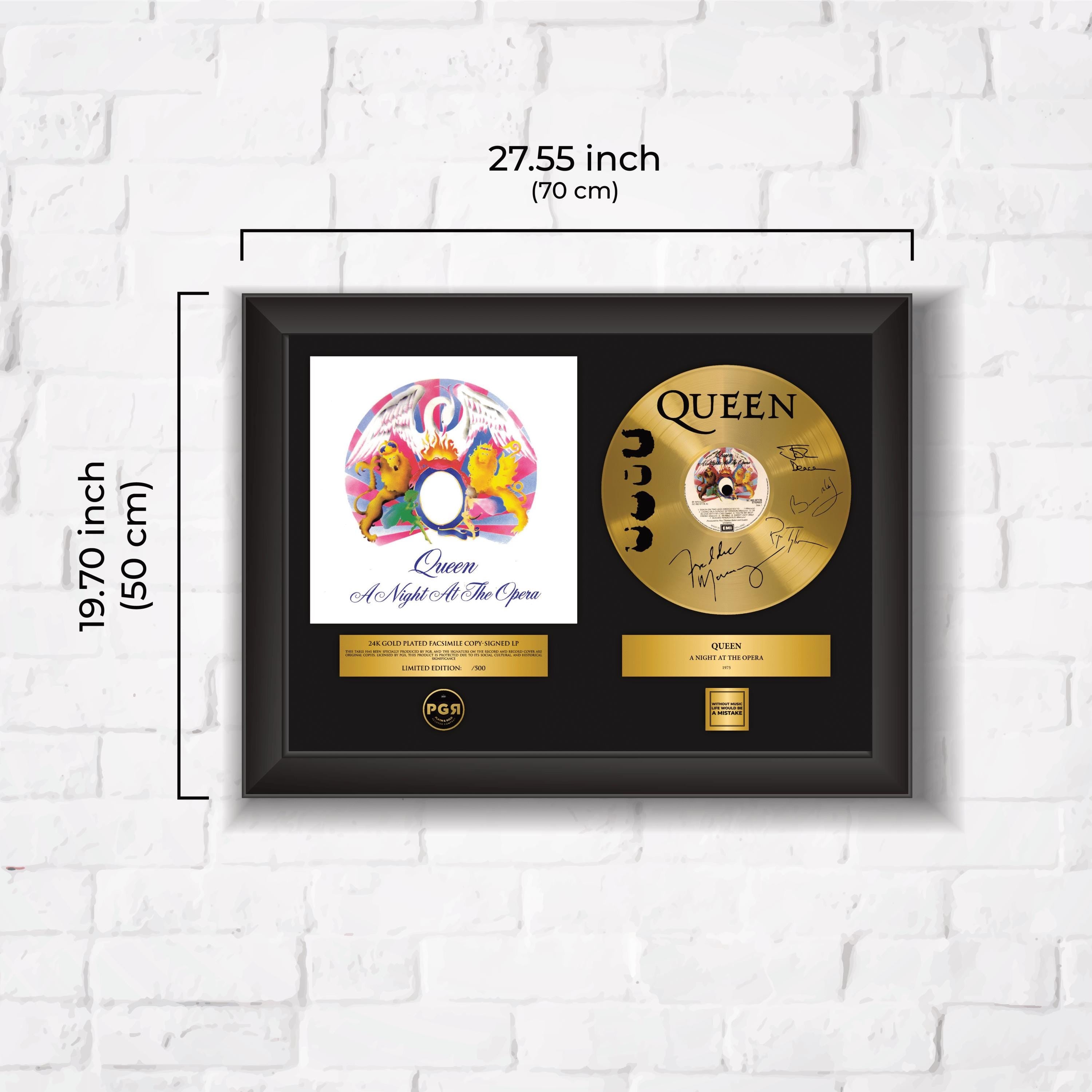 Queen – Framed Gold Plated Record Vinyl  – Copy Signed – Premium Wall Art