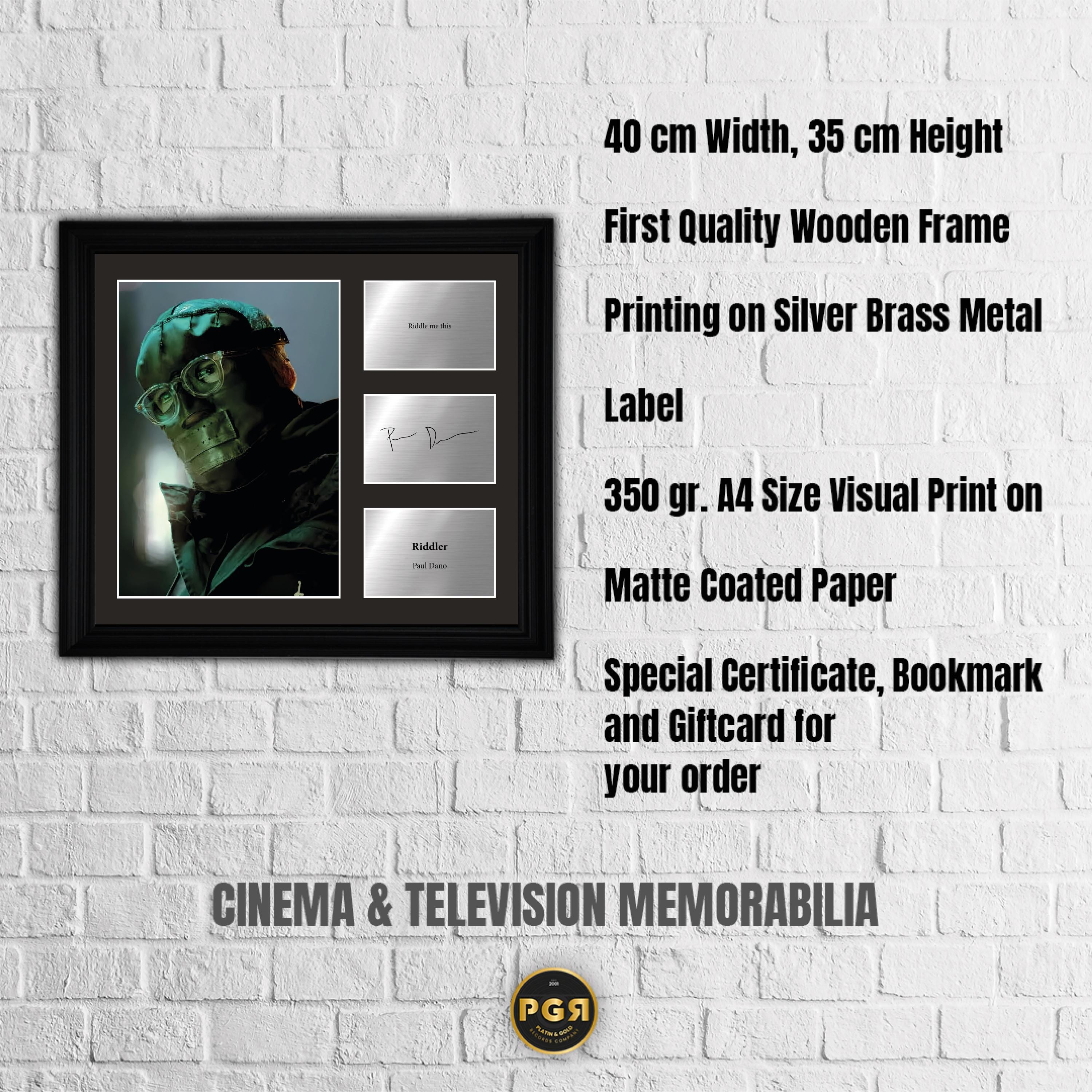 Riddler - Paul Dano - Framed Movie Character Print with Copy Signed