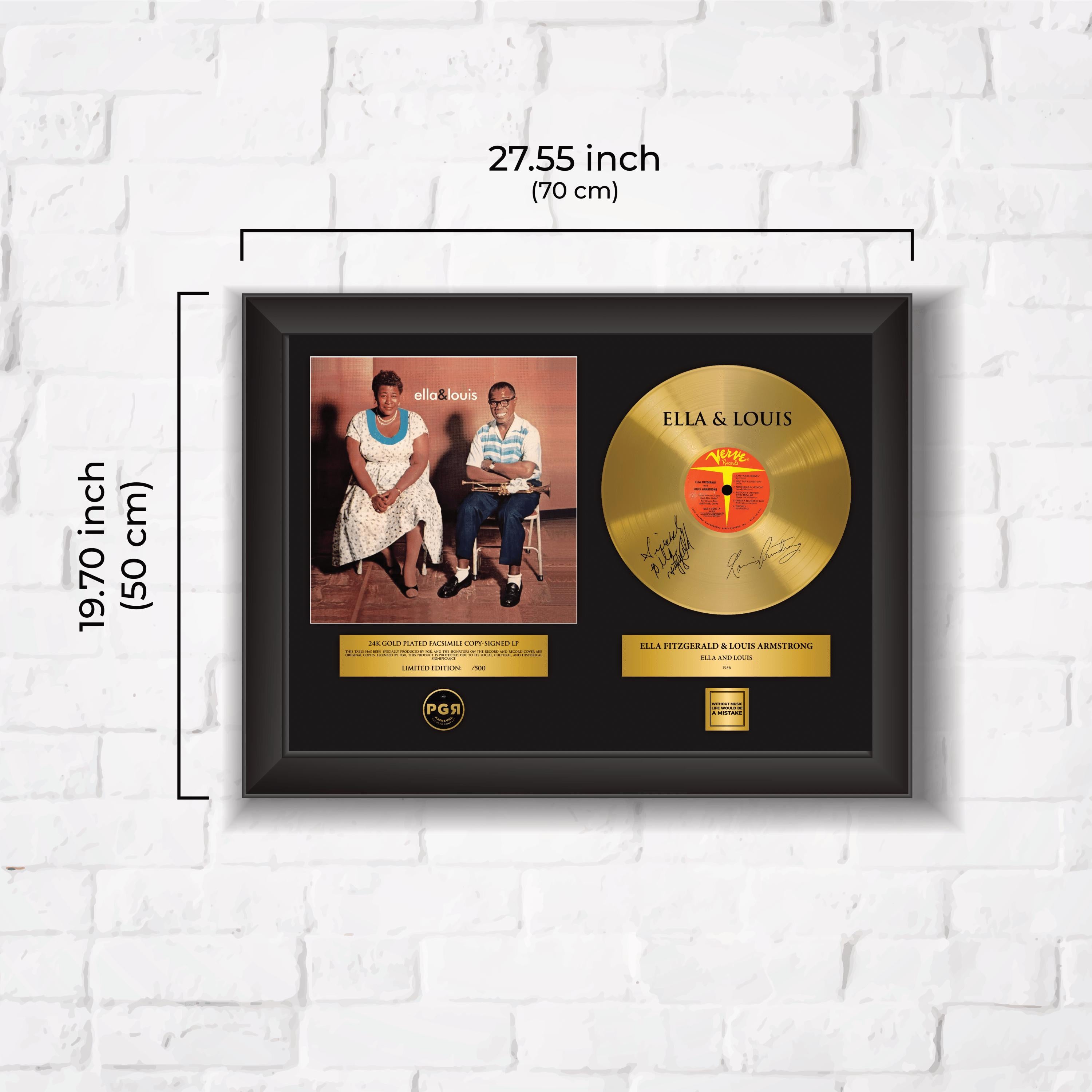 Ella And Louis – Framed Gold Plated Record Vinyl  – Copy Signed – Wall Art