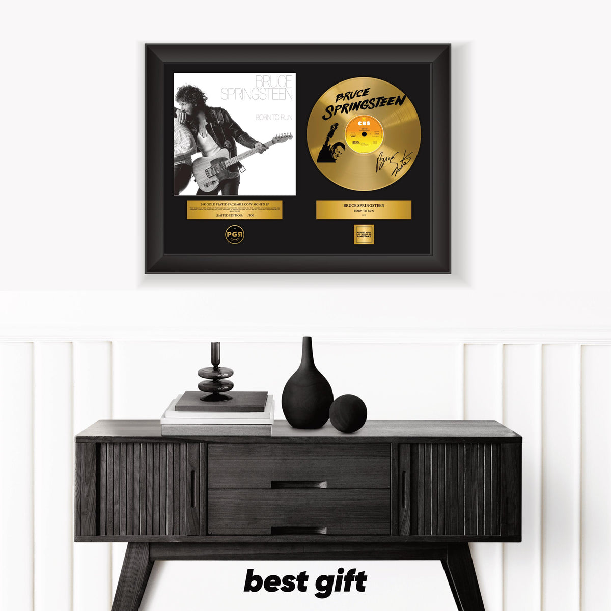 Bruce Springsteen – Framed Gold Plated Record Vinyl  – Copy Signed – Wall Art