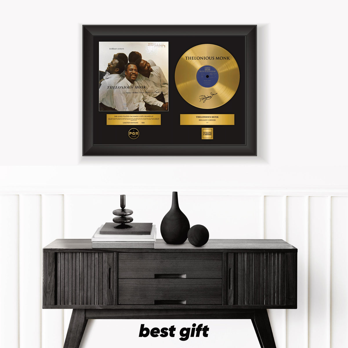 Thelonious Monk – Framed Gold Plated Record Vinyl  – Copy Signed – Wall Art