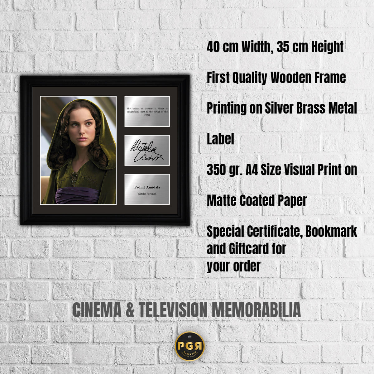 Padme Amidala - Natalie Portman  - Framed Movie Character Print with Copy Signed