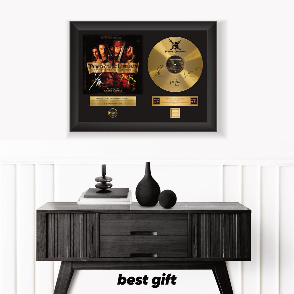 Pirates Of The Caribbean – Framed Gold Plated Record Vinyl  – Copy Signed
