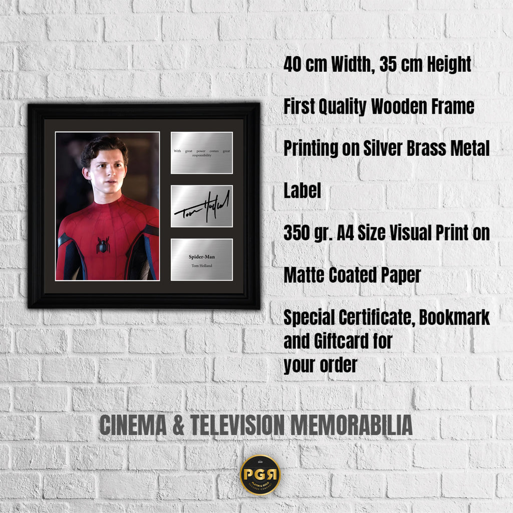 Spider Man - Tom Holland - Framed Movie Character Print with Copy Signed
