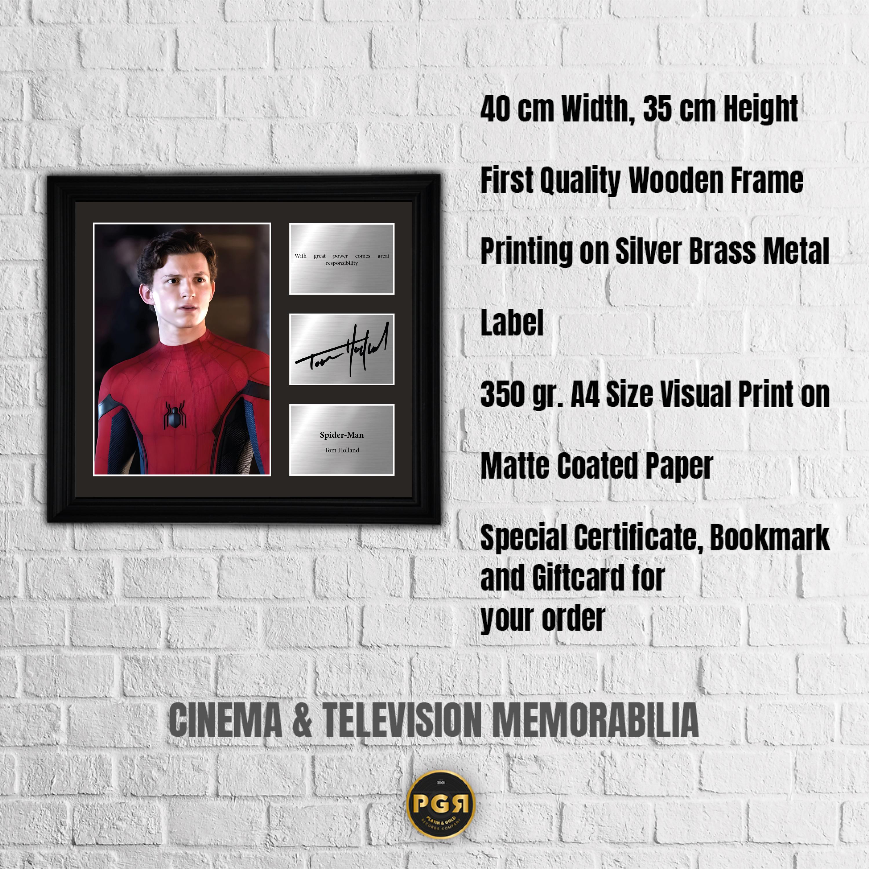 Spider Man - Tom Holland - Framed Movie Character Print with Copy Signed