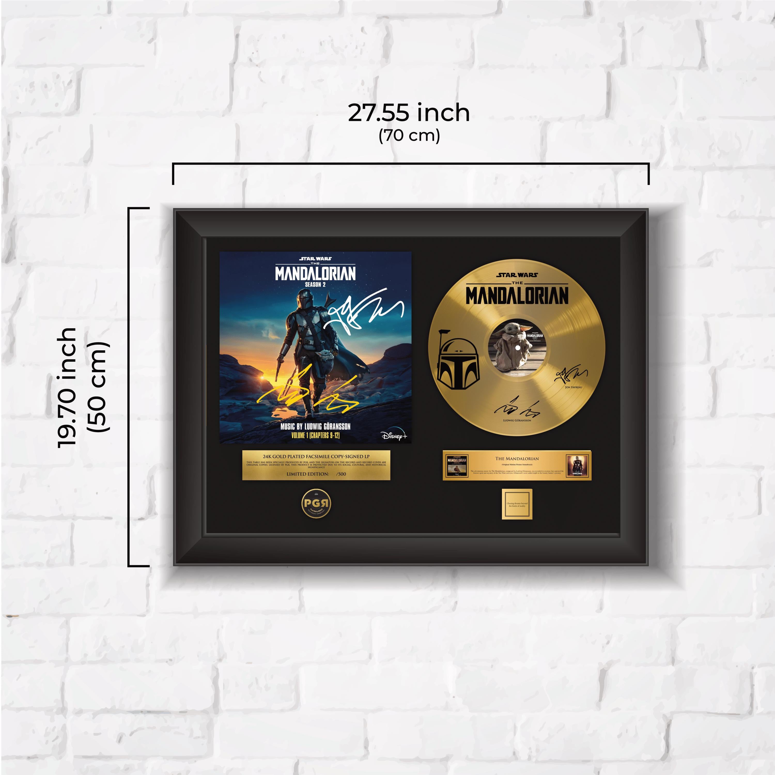 Star Wars Mandolorian – Framed Gold Plated Record Vinyl  – Copy Signed