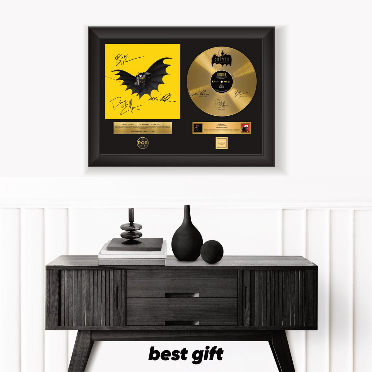 Batman – Framed Gold Plated Record Vinyl  – Copy Signed – Premium Wall Art