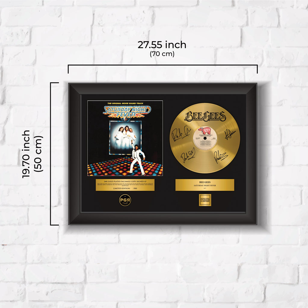 Bee Gees – Framed Gold Plated Record Vinyl  – Copy Signed – Premium Wall Art