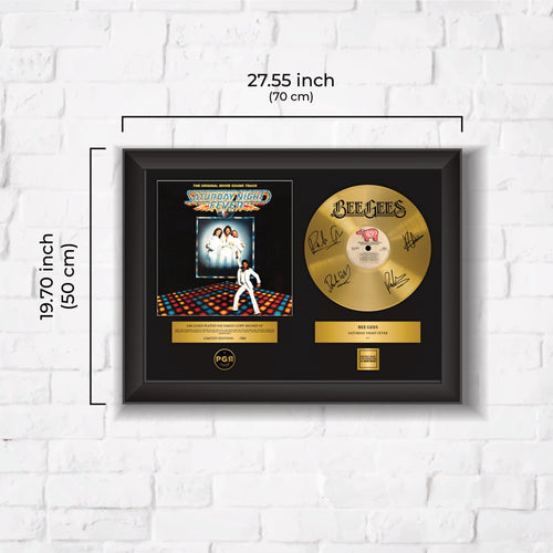 Bee Gees – Framed Gold Plated Record Vinyl  – Copy Signed – Premium Wall Art
