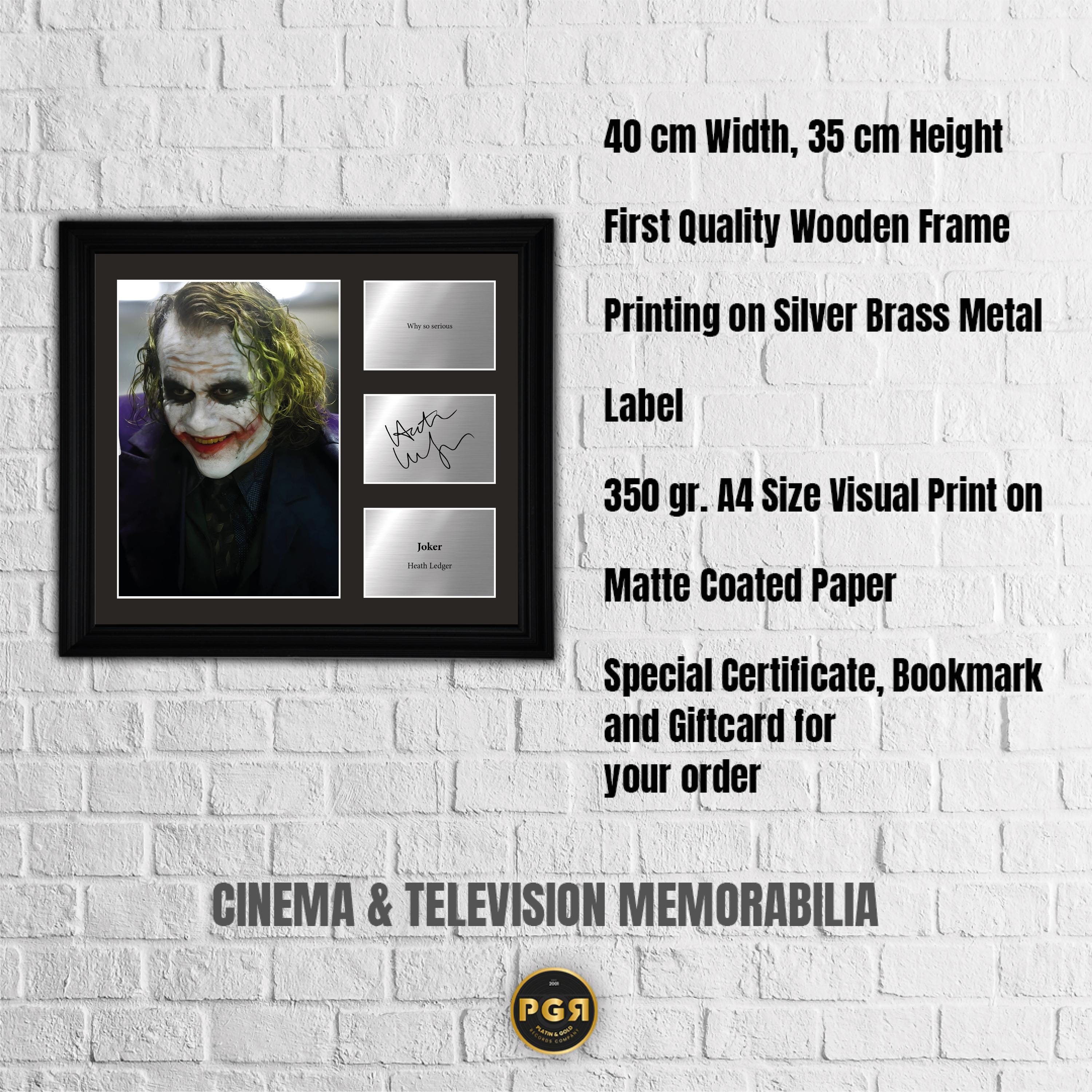 Joker - Heath Ledger - Framed Movie Character Print with Copy Signed