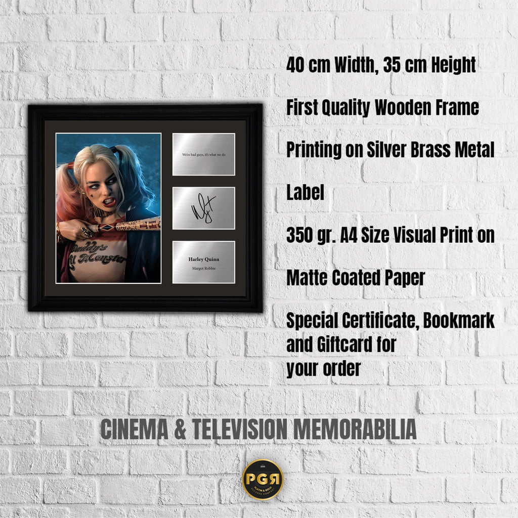 Harley Quinn - Margot Robbie - Framed Movie Character Print with Copy Signed