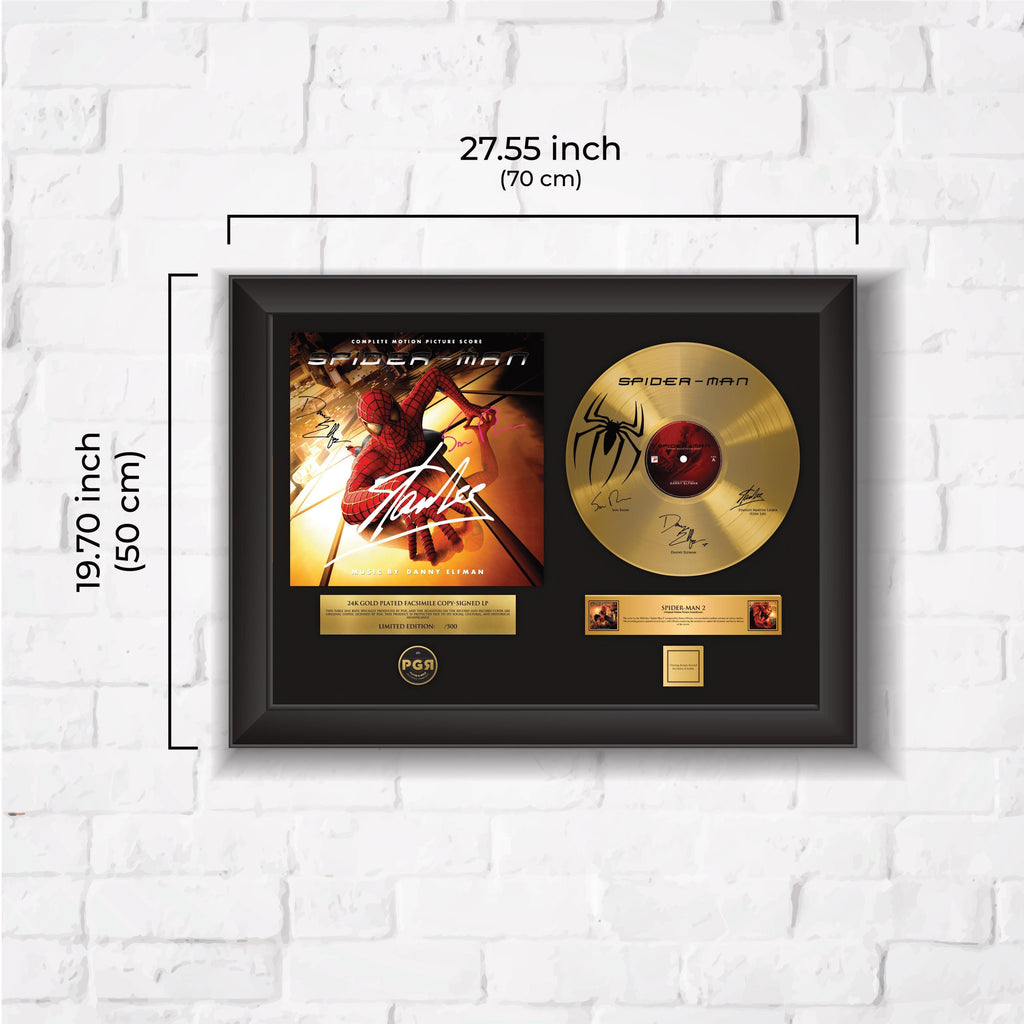 Spider Man – Framed Gold Plated Record Vinyl  – Copy Signed – Premium Wall Art