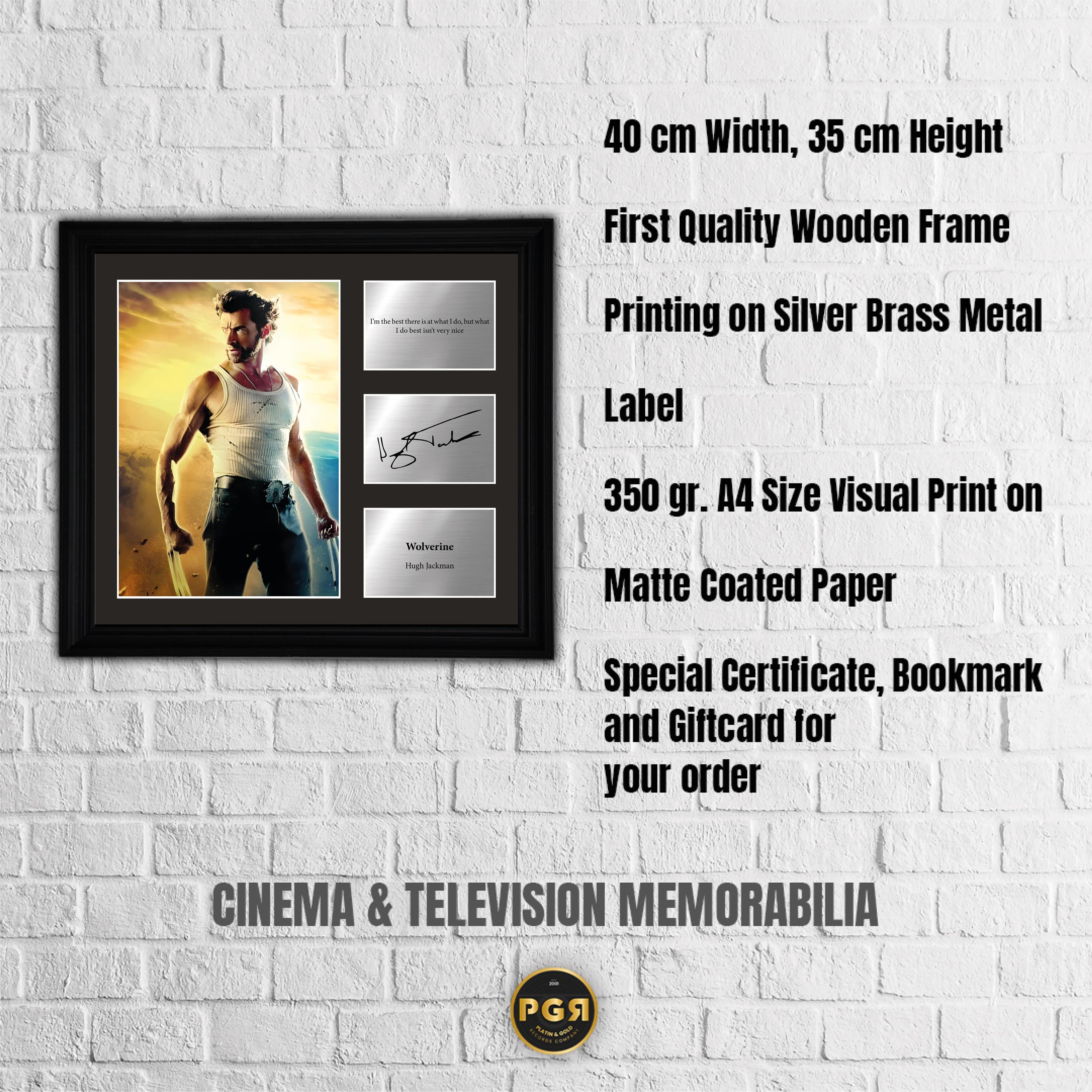 Wolverine - Hugh Jackman - Framed Movie Character Print with Copy Signed