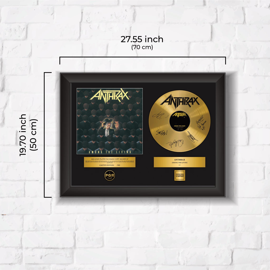 Anthrax – Framed Gold Plated Record Vinyl  – Copy Signed – Premium Wall Art