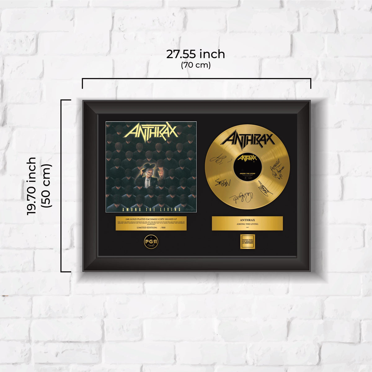 Anthrax – Framed Gold Plated Record Vinyl  – Copy Signed – Premium Wall Art