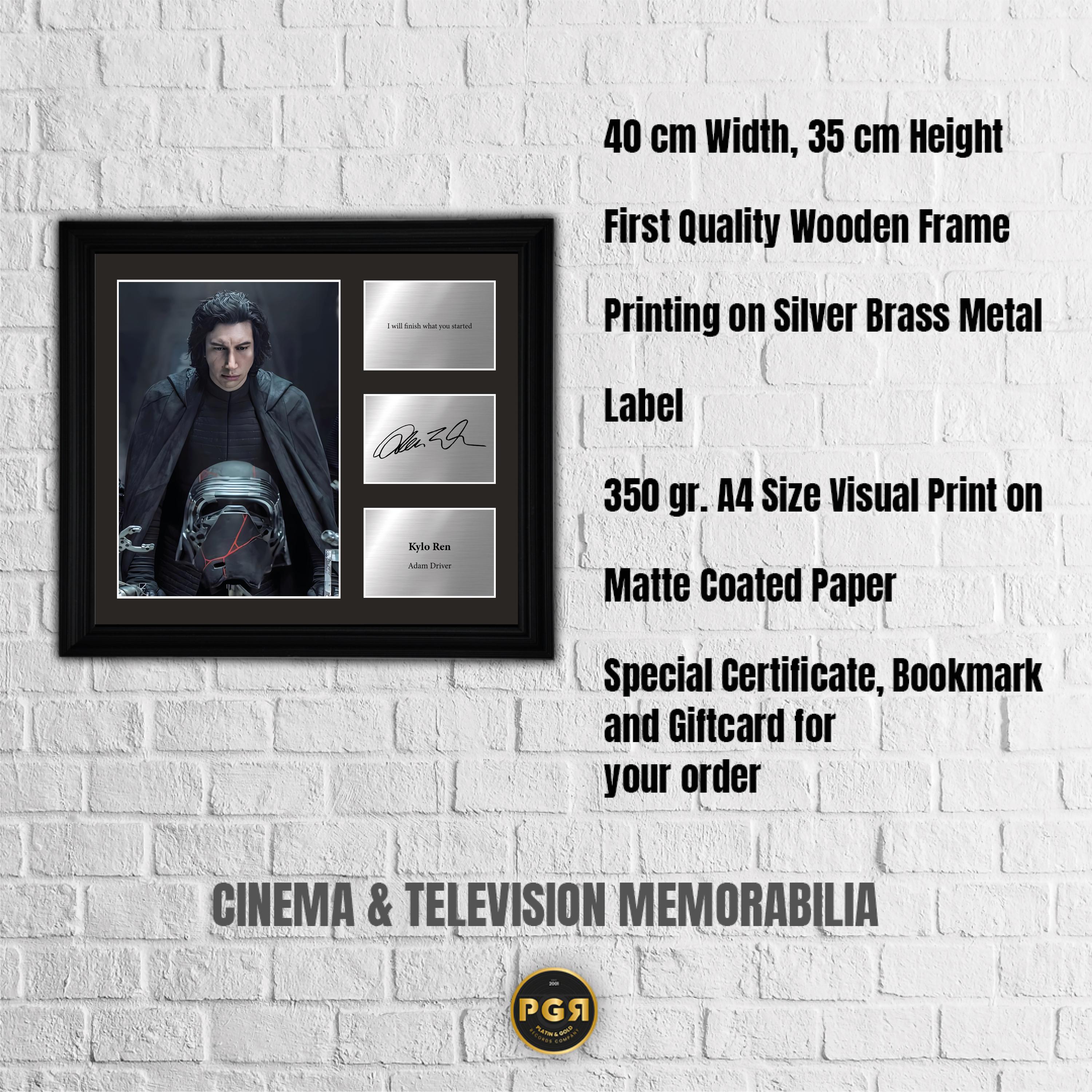 Kylo Ren - Adam Driver  - Framed Movie Character Print with Copy Signed