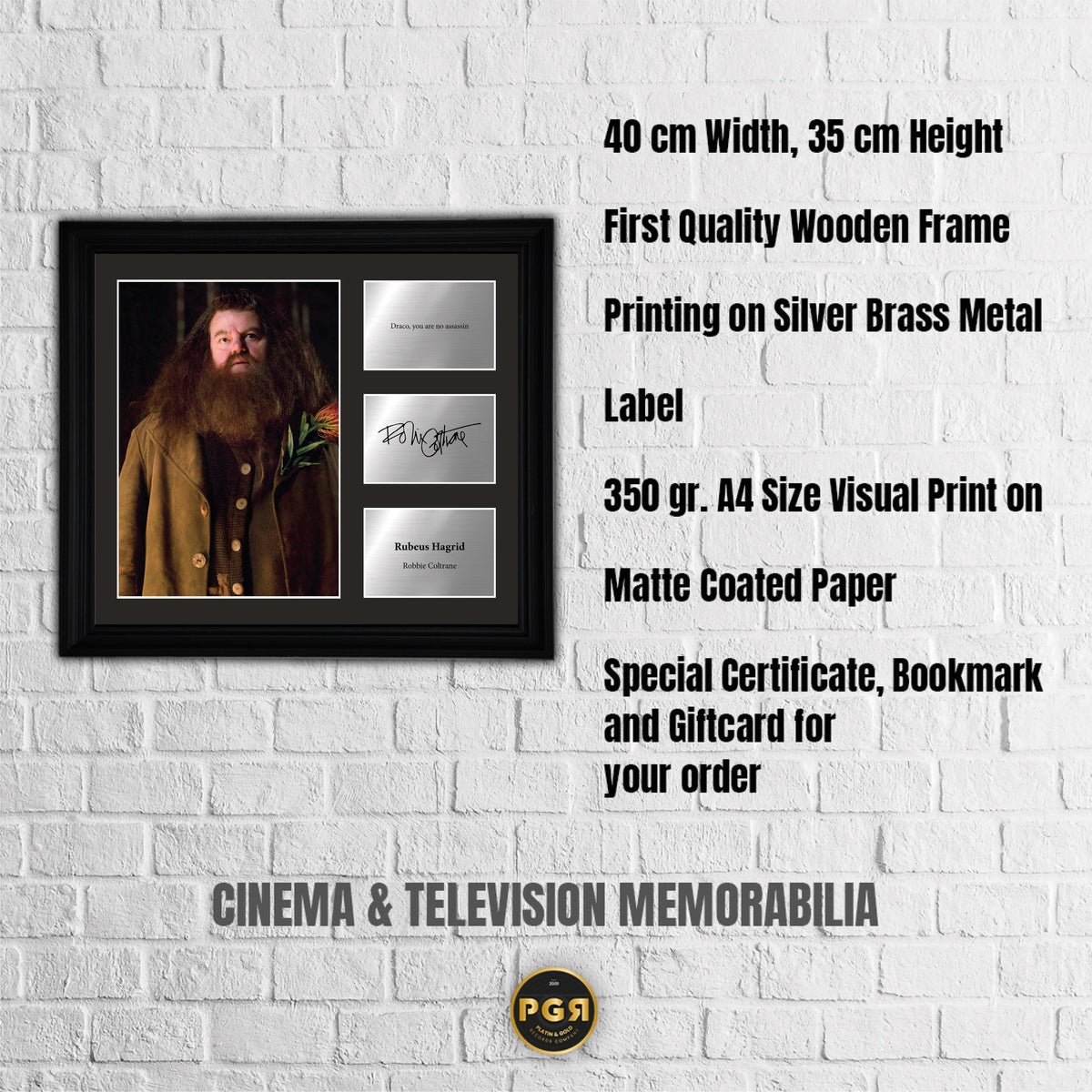 Rubeus Hagrid - Robbie Coltrane - Framed Movie Character Print with Copy Signed