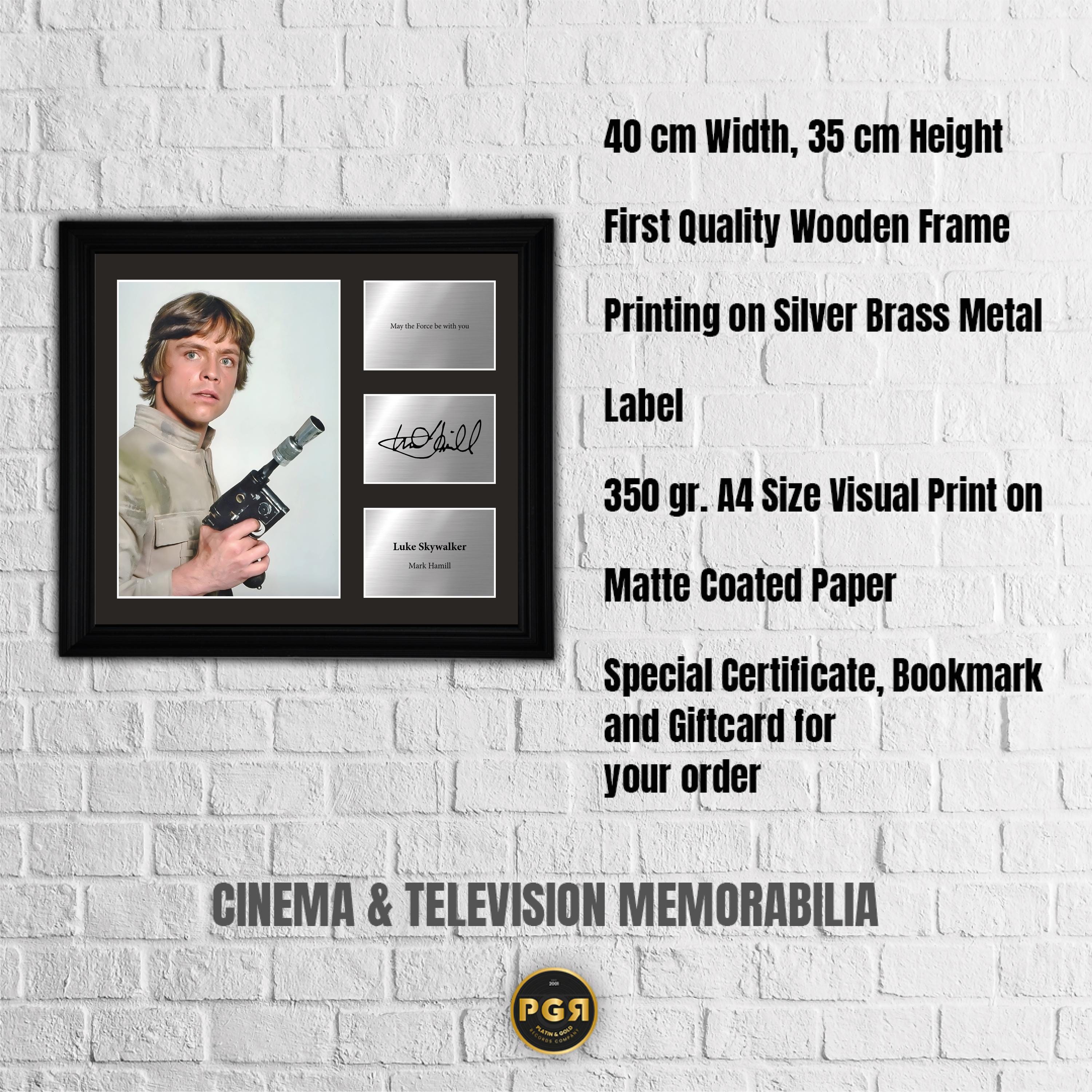 Luke Skywalker - Mark Hamill  - Framed Movie Character Print with Copy Signed