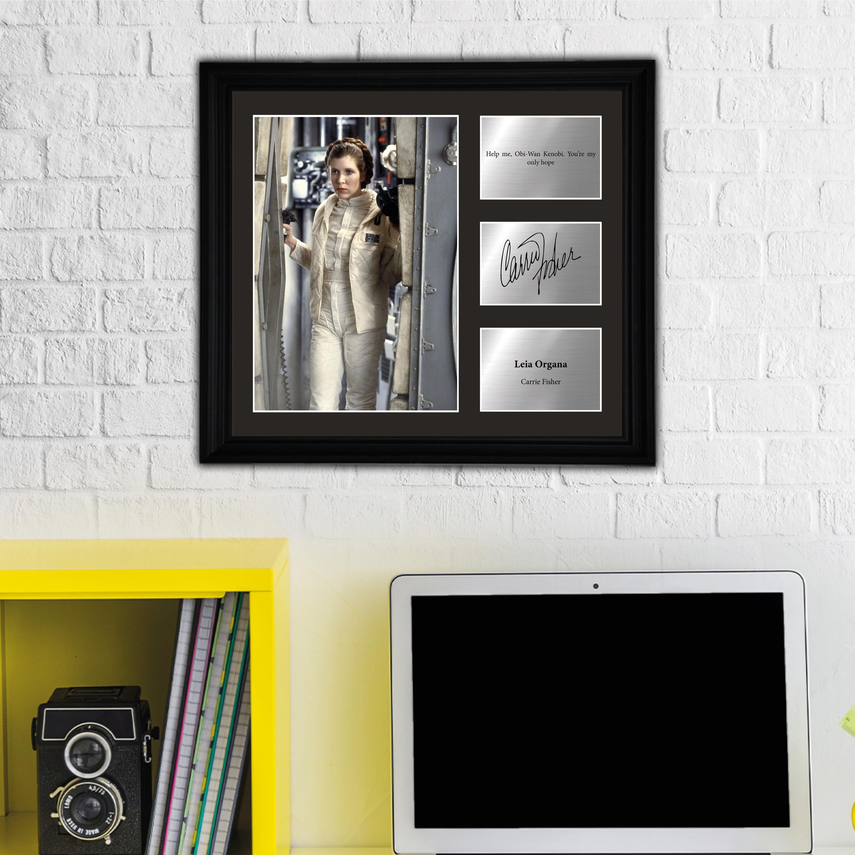 Leia Organa - Carrie Fisher  - Framed Movie Character Print with Copy Signed