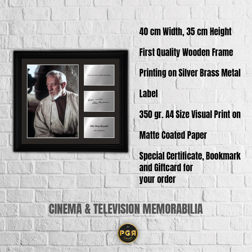 Obi Wan Kenobi - Alec Guinnes  - Framed Movie Character Print with Copy Signed