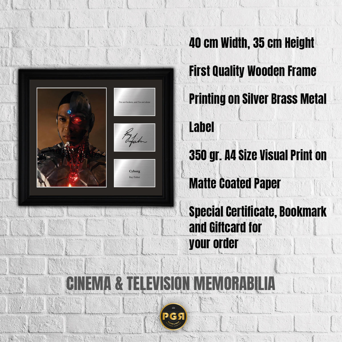 Cyborg - Ray Fisher - Framed Movie Character Print with Copy Signed