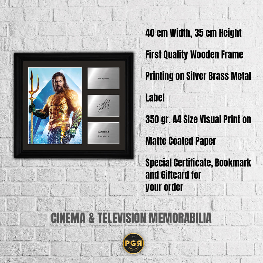 Aquaman - Jason Momoa - Framed Movie Character Print with Copy Signed