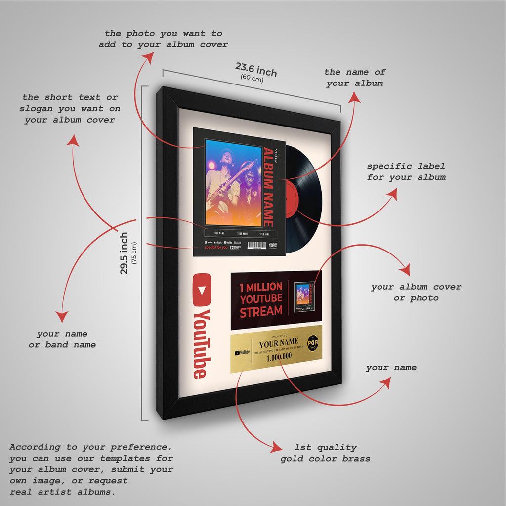 Youtube Framed Custom Album Cover & Vinyl Record Display