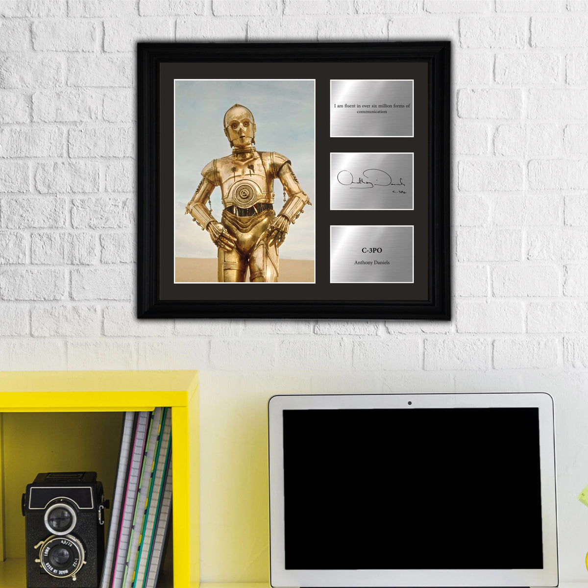 C-3PO - Anthony Daniels  - Framed Movie Character Print with Copy Signed