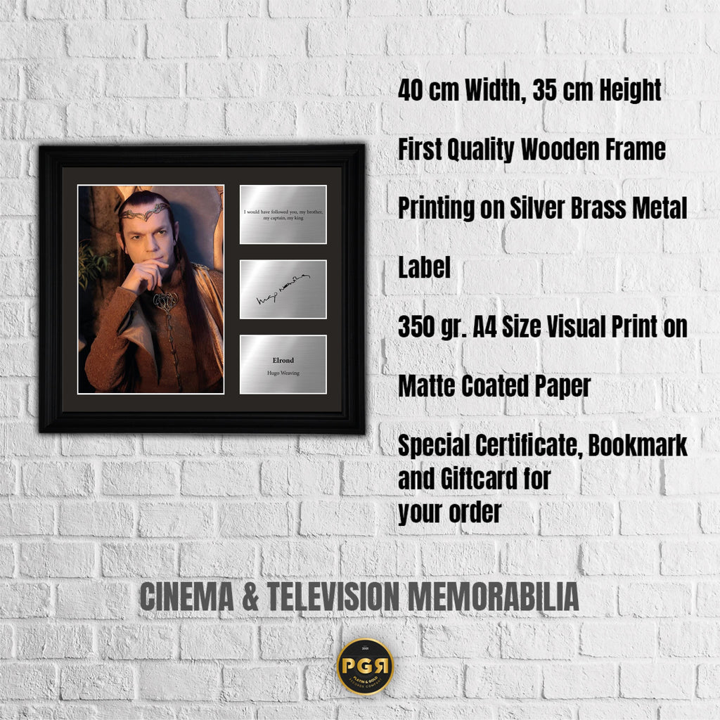 Elrond - Hugo Weaving - Framed Movie Character Print with Copy Signed