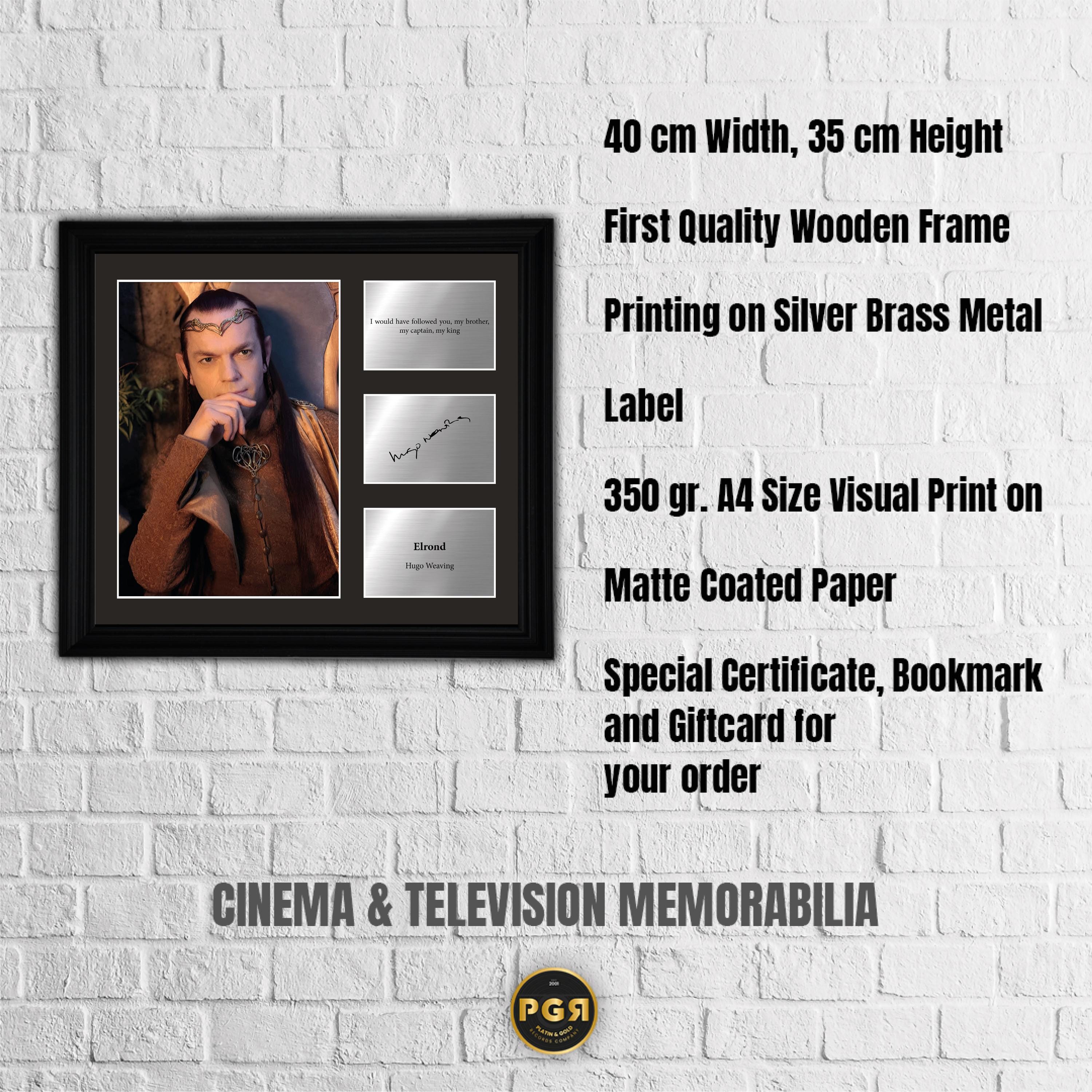 Elrond - Hugo Weaving - Framed Movie Character Print with Copy Signed