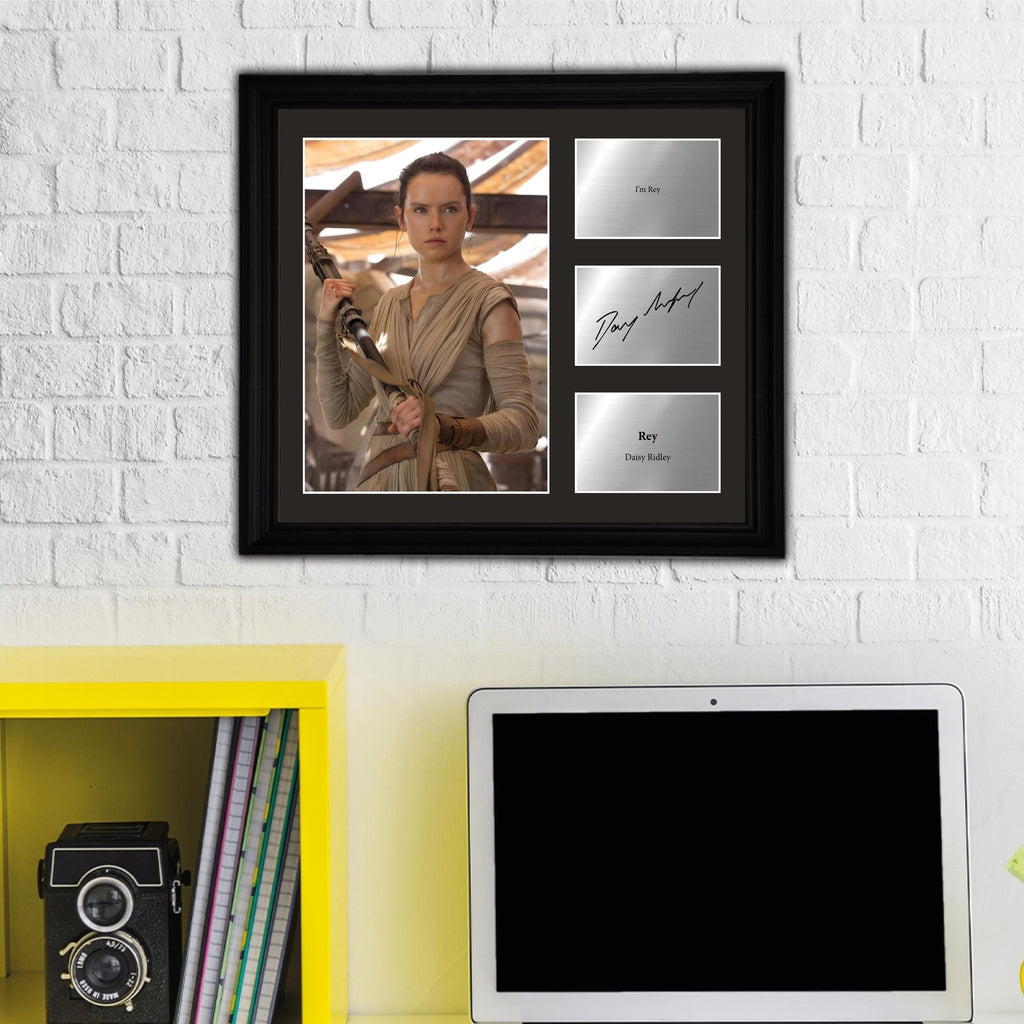 Rey - Daisy Ridley  - Framed Movie Character Print with Copy Signed