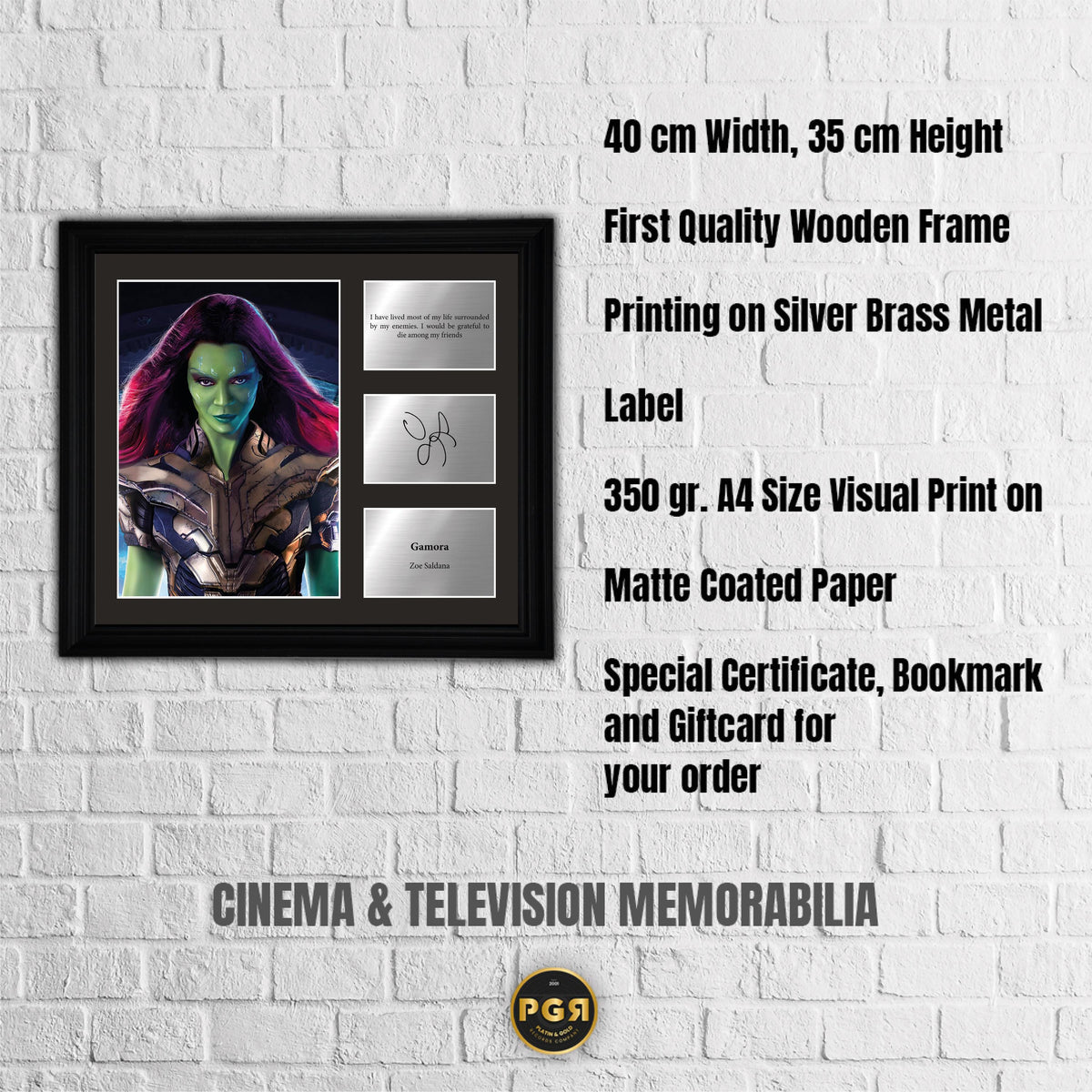 GaPurplea - Zoe Saldana - Framed Movie Character Print with Copy Signed