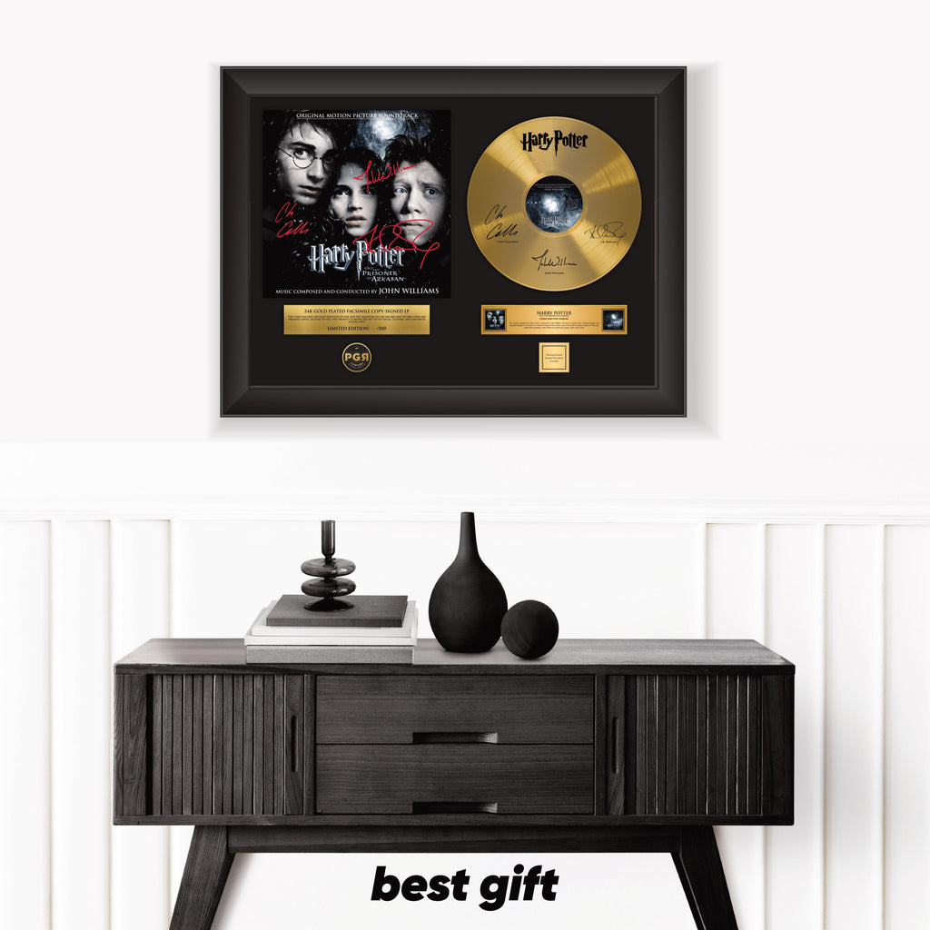 Harry Potter – Framed Gold Plated Record Vinyl  – Copy Signed – Premium Wall Art