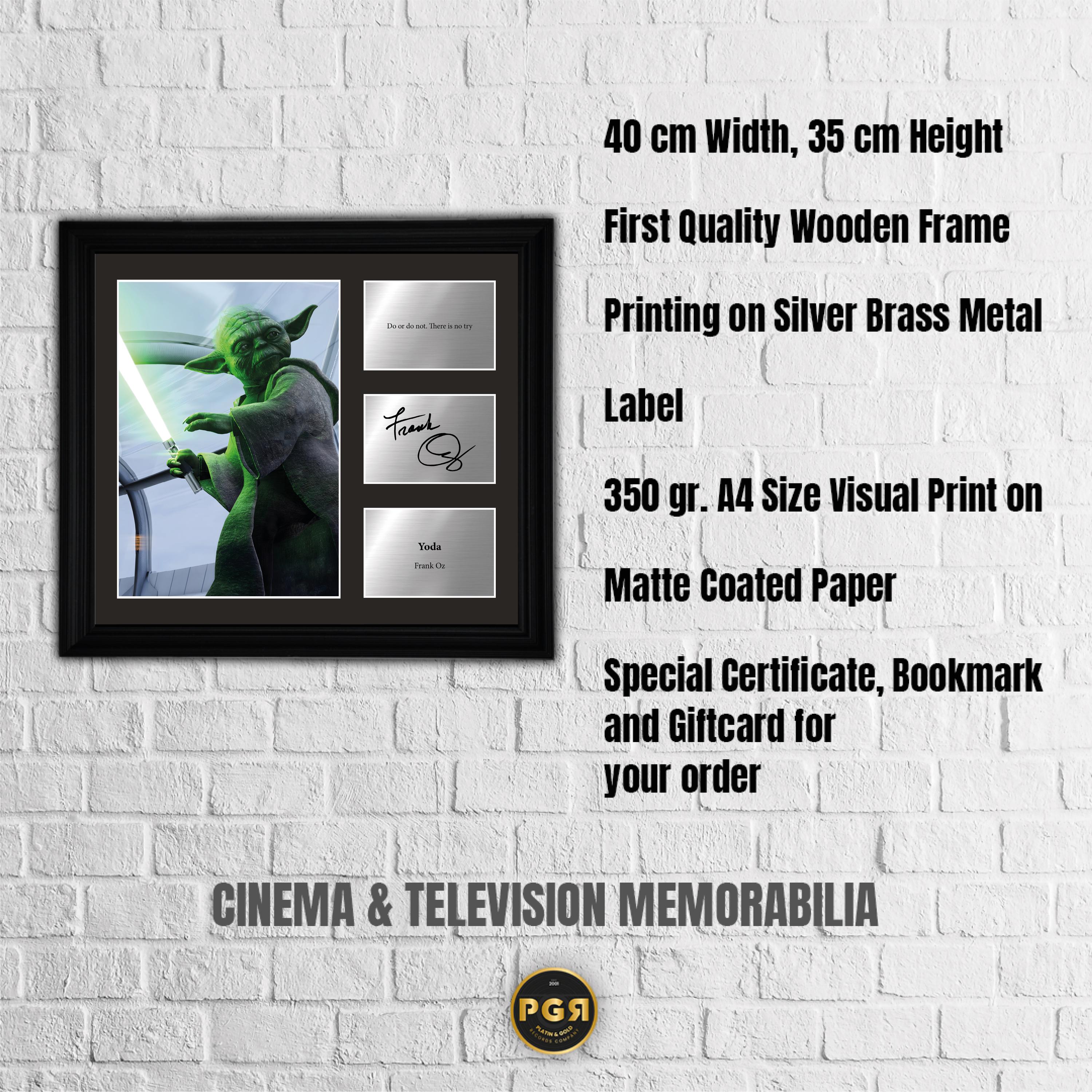 Yoda - Frank Oz  - Framed Movie Character Print with Copy Signed