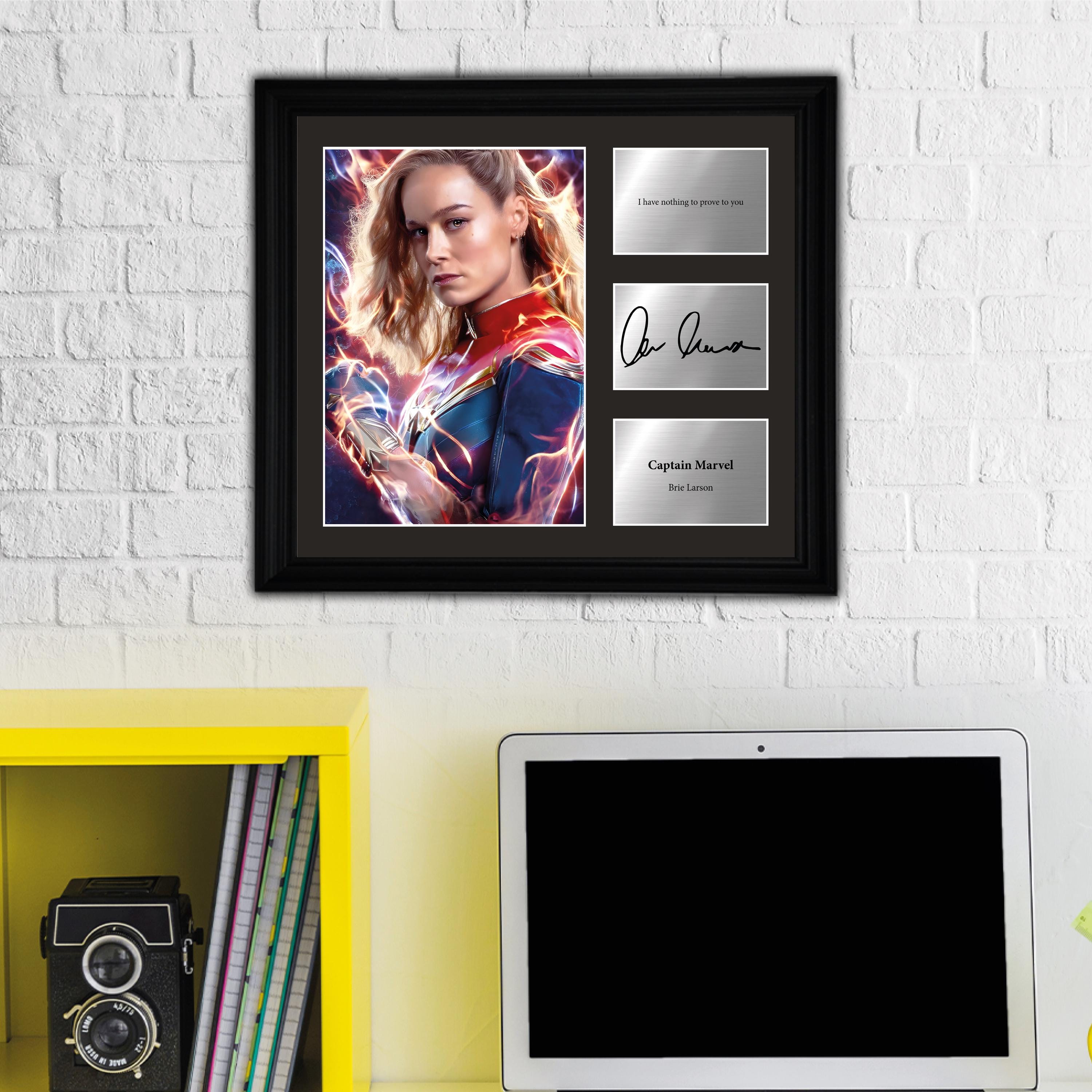 Captain Marvel - Brie Larson - Framed Movie Character Print with Copy Signed