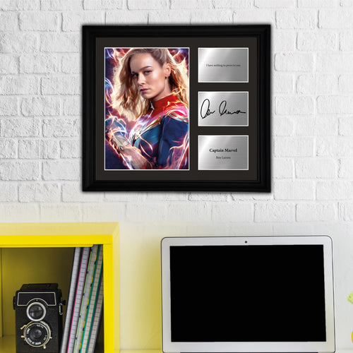 Captain Marvel - Brie Larson - Framed Movie Character Print with Copy Signed