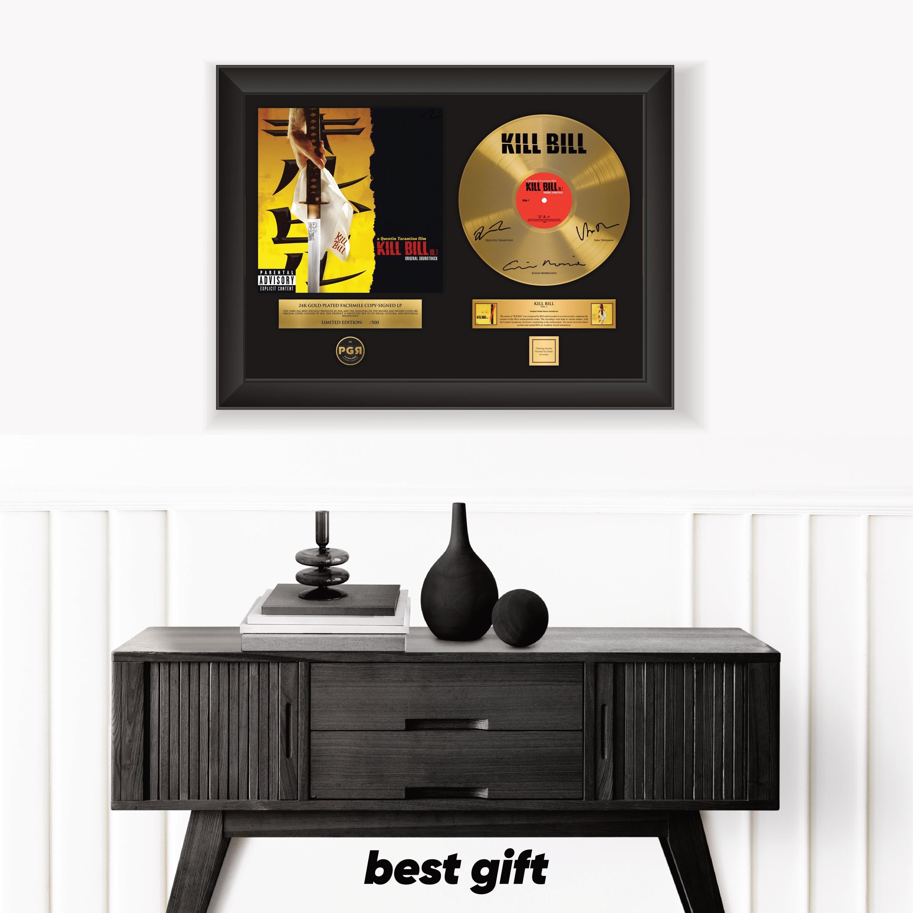 Kill Bill – Framed Gold Plated Record Vinyl  – Copy Signed – Premium Wall Art