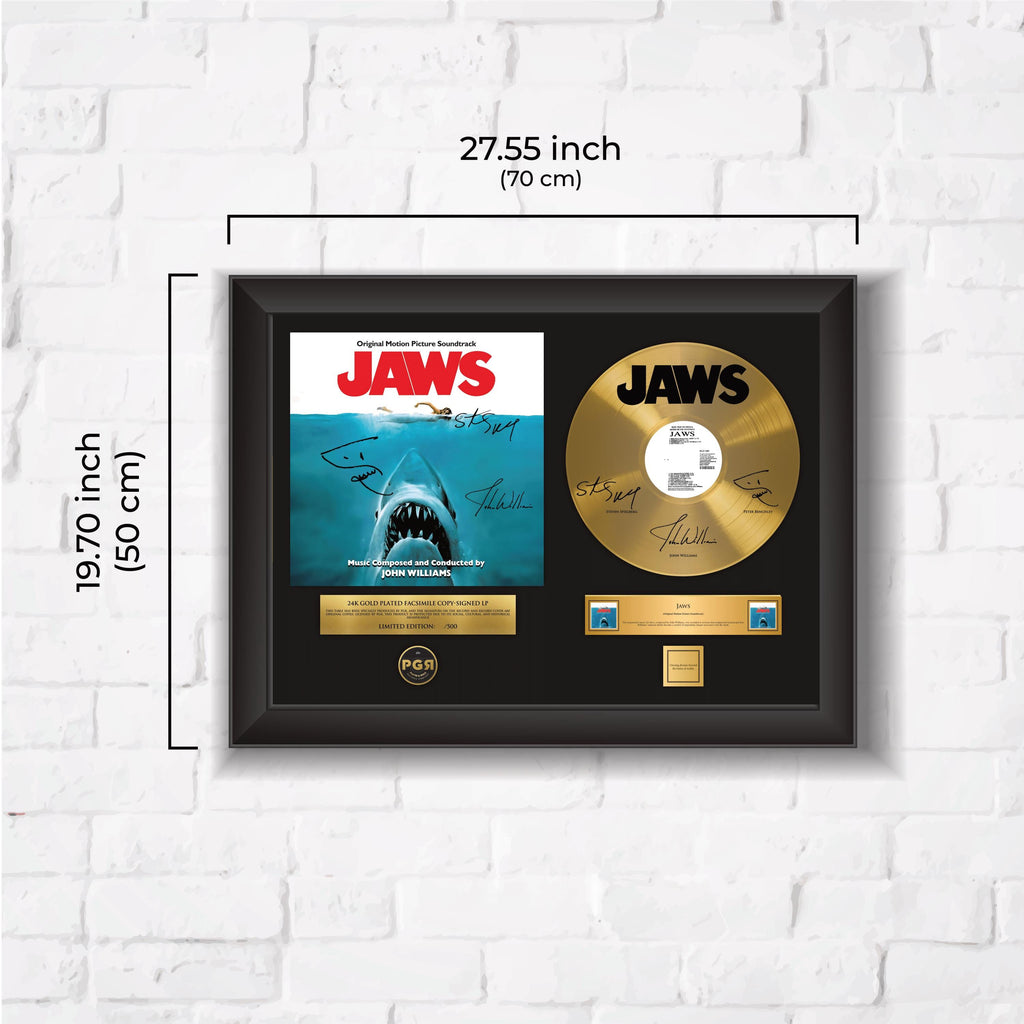 Jaws  – Framed Gold Plated Record Vinyl  – Copy Signed – Premium Wall Art