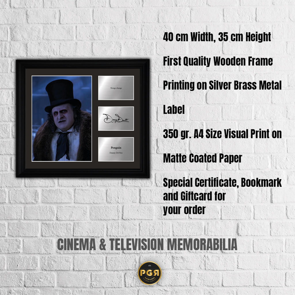 Penguin - Danny DeVito - Framed Movie Character Print with Copy Signed