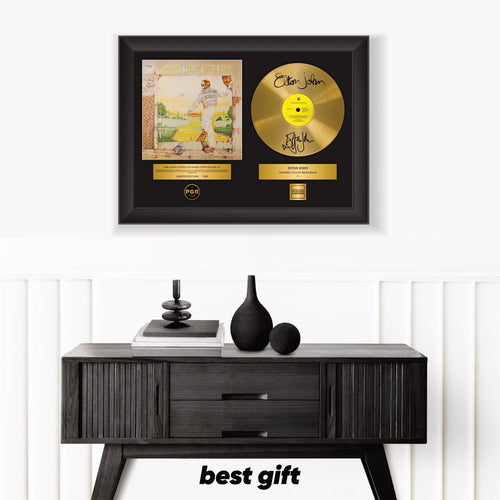 Elton John – Framed Gold Plated Record Vinyl  – Copy Signed – Premium Wall Art