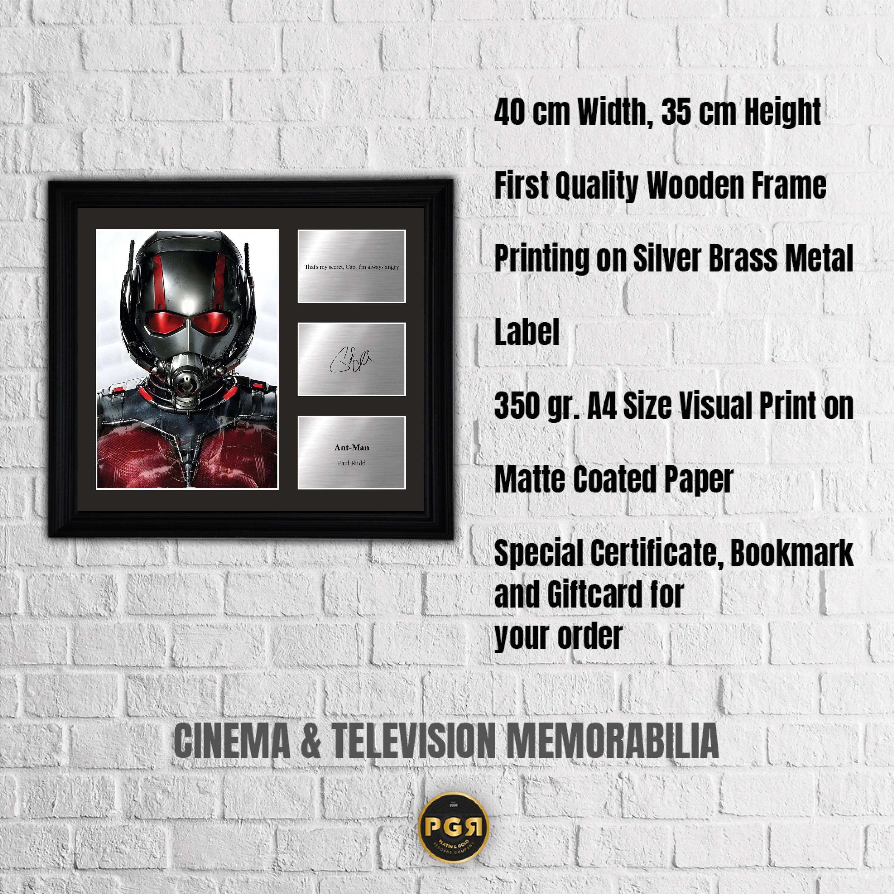 Antman - Paul Rudd - Framed Movie Character Print with Copy Signed