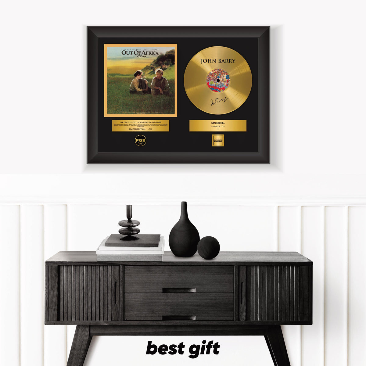 John Barry – Framed Gold Plated Record Vinyl  – Copy Signed – Premium Wall Art