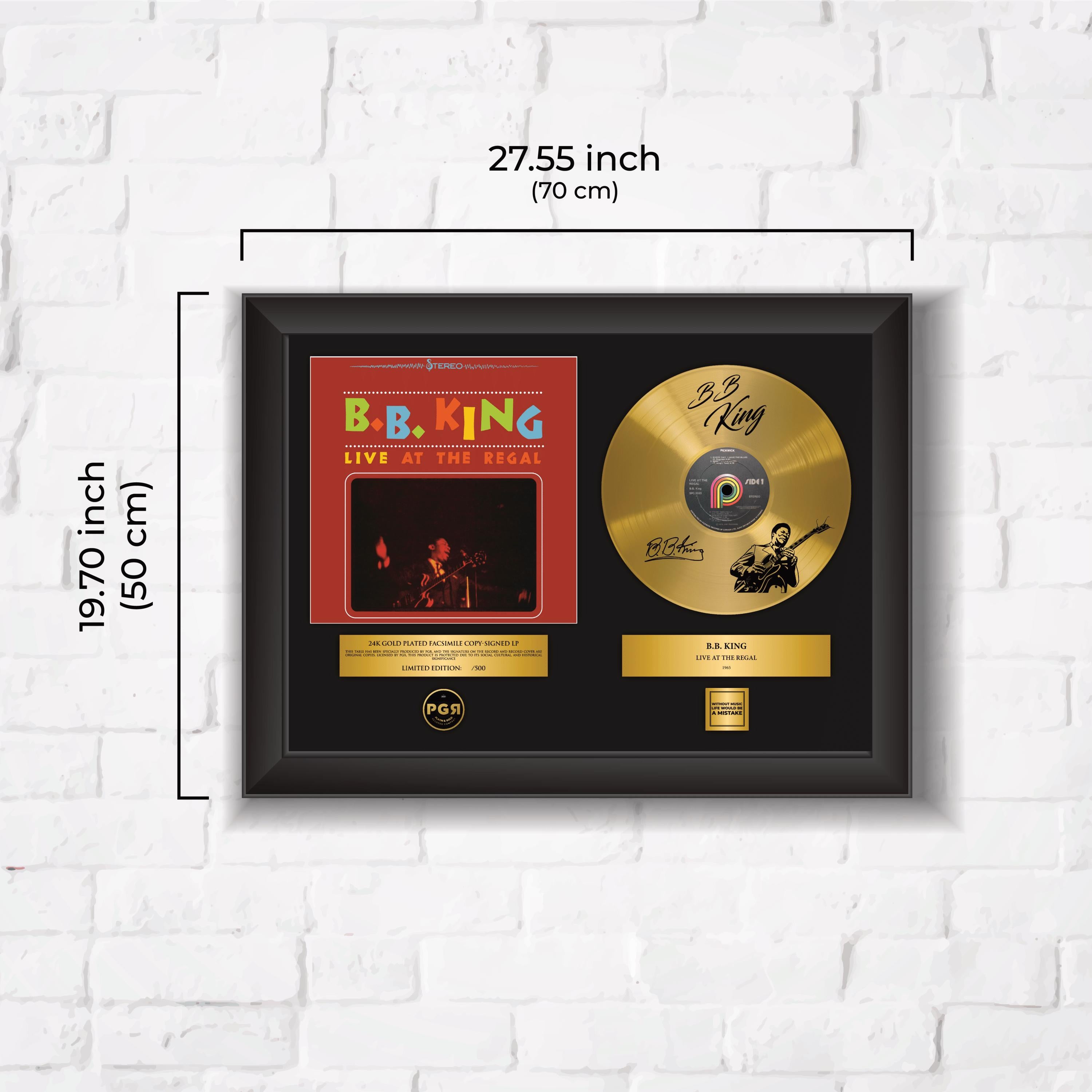 BB King – Framed Gold Plated Record Vinyl  – Copy Signed – Premium Wall Art
