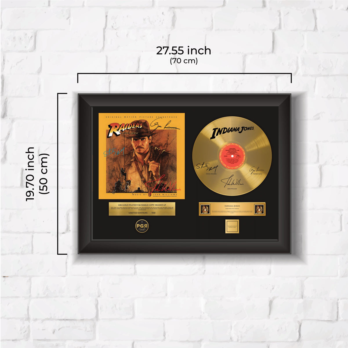 Indiana Jones – Framed Gold Plated Record Vinyl  – Copy Signed – Wall Art