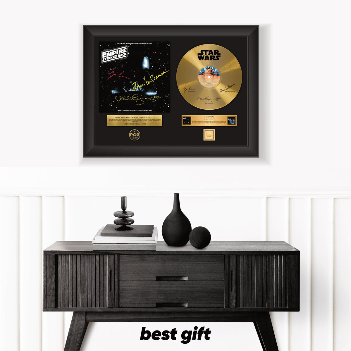 Star Wars Empire Strikes Back – Framed Gold Plated Record Vinyl  – Copy Signed