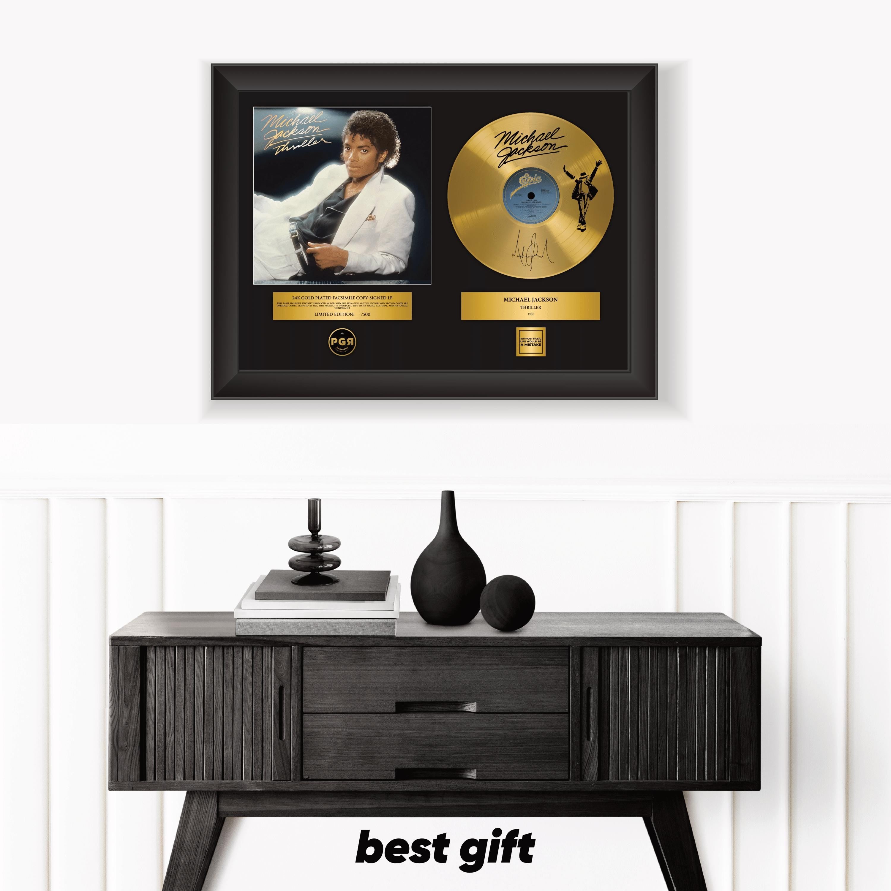 Michael Jackson – Framed Gold Plated Record Vinyl  – Copy Signed – Wall Art