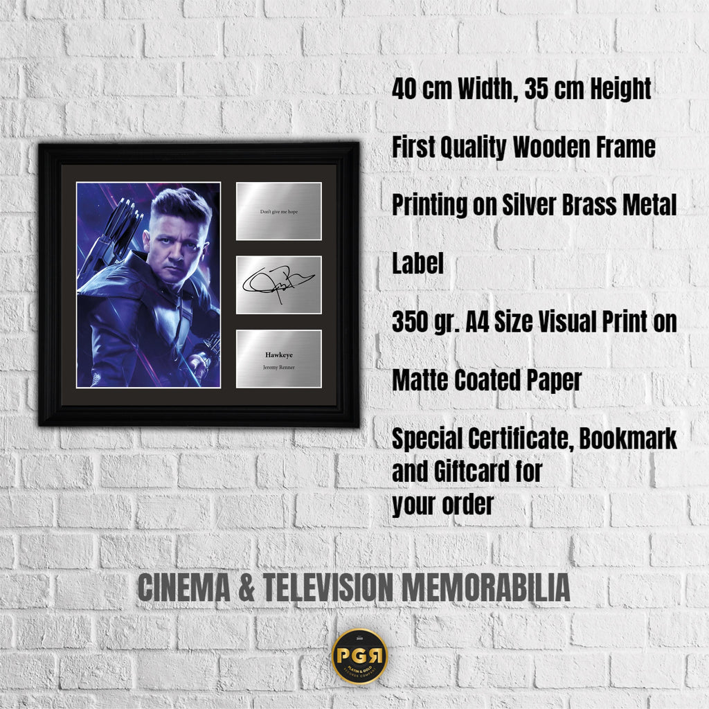 Hawkeye - Jeremy Renner - Framed Movie Character Print with Copy Signed